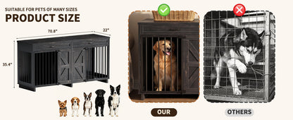 Dog Crate Furniture TV Stand by HouseOfZazla in dark wood with dual barn-door panels on Tampa Home & Garden Store