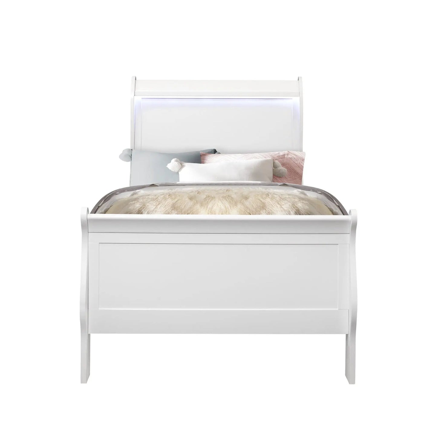 Charlston Bed with LED Lighting, Sleigh Style