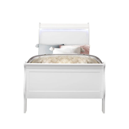 Charlston Bed with LED Lighting, Sleigh Style