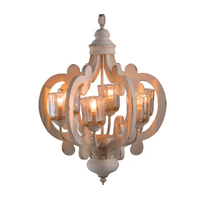 Farmhouse Chandelier With 6 Light Wood Pendant