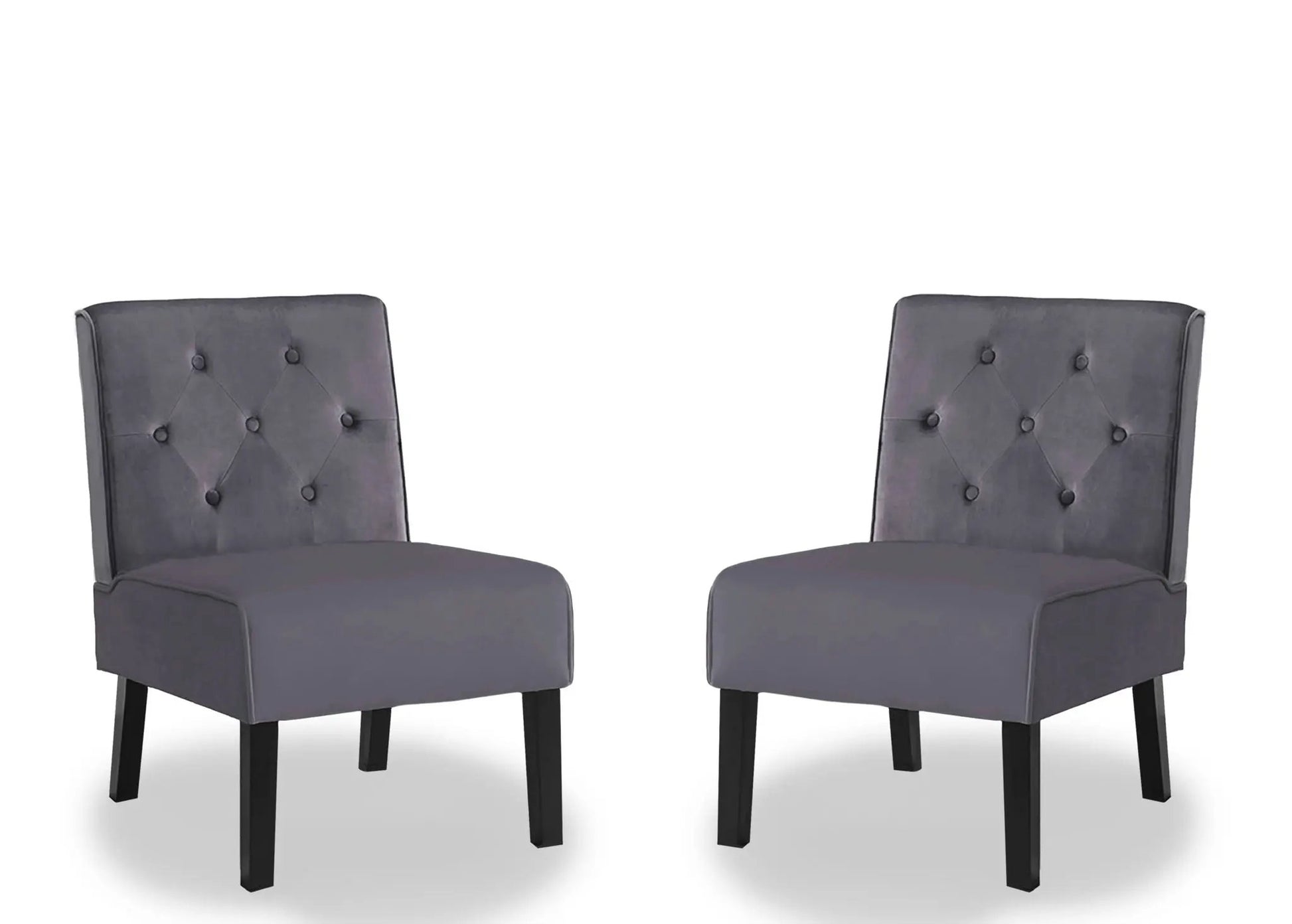Reese armless button-tufted accent chairs, gray fabric, set of 2, Unique Piece Furniture on Tampa Home & Garden Store