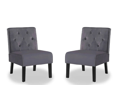 Reese armless button-tufted accent chairs, gray fabric, set of 2, Unique Piece Furniture on Tampa Home & Garden Store