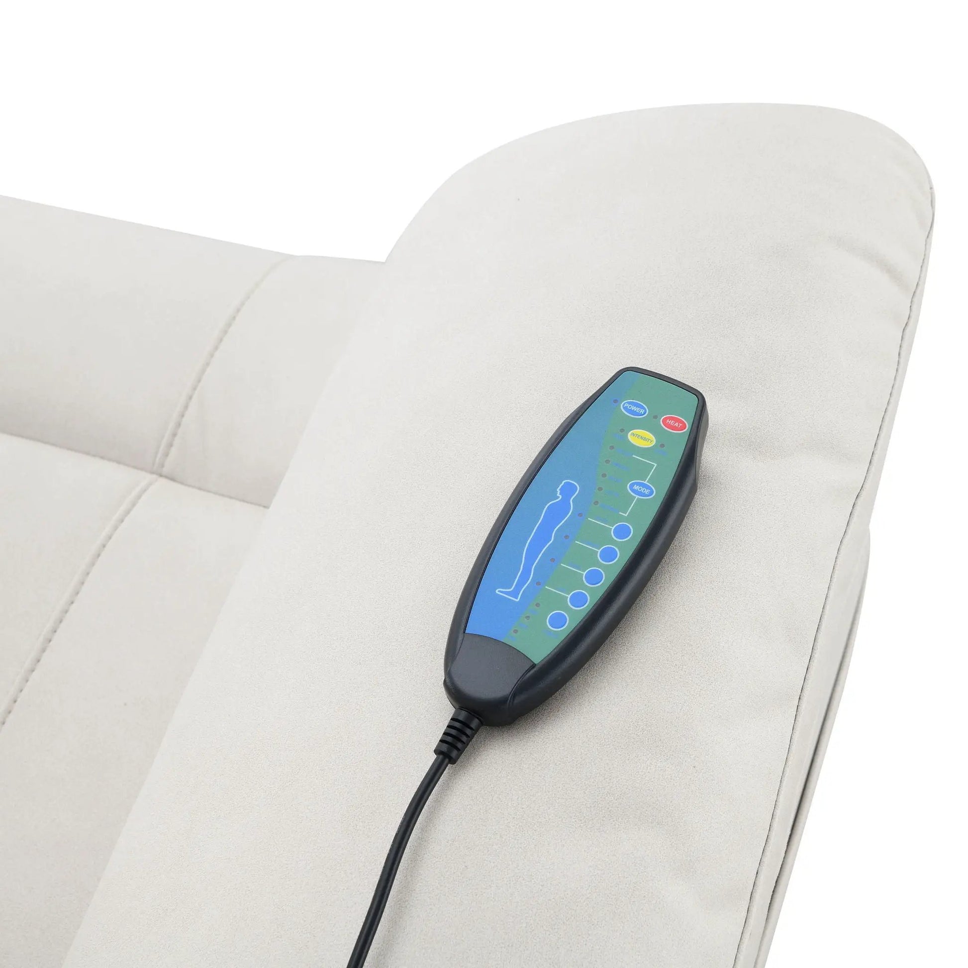 Chriki Power Motion Recliner & Lift Heating Massage Chair beige with handheld remote on Tampa Home & Garden Store