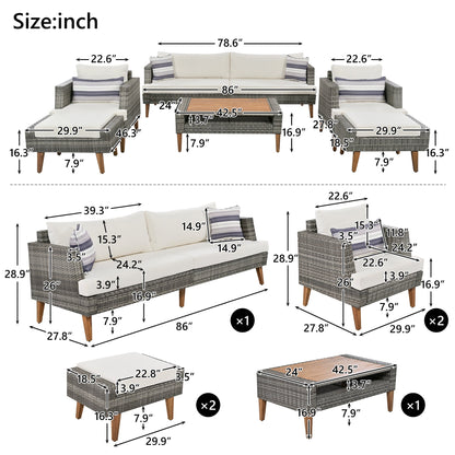 6 Piece Outdoor PE Wicker Sofa and Chairs