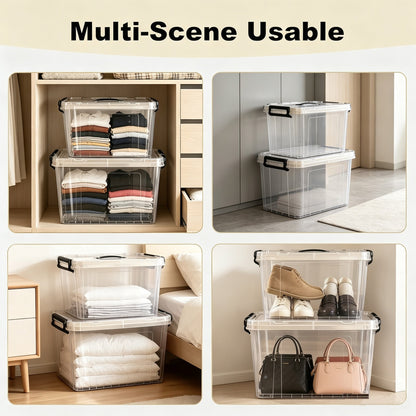 4 Pack 90 QT Clear Plastic Storage Bins and Lids