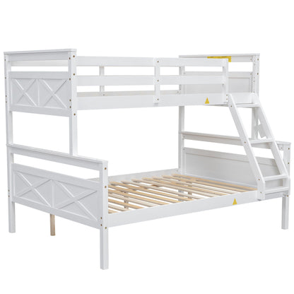 Bunk bed with ladder and safety guardrail, white HouseOfZazla with ends and slatted base on Tampa Home & Garden Store