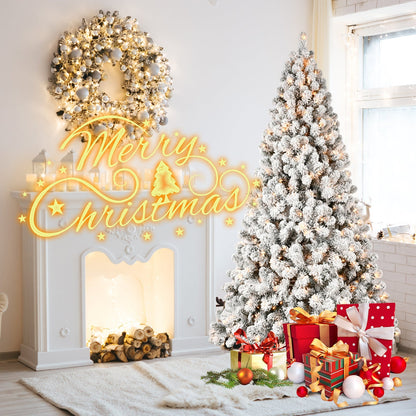 9-Foot Pre-Lit Snow-Flocked Christmas Tree with warm white lights on Tampa Home & Garden Store
