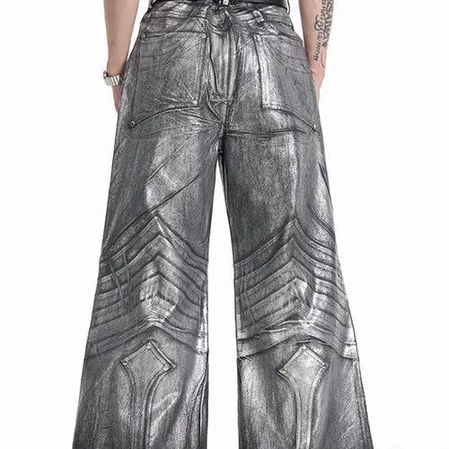 Design Dark Knight Wide-leg Pants metallic silver by FLIPSTYLEZLLC with armored paneling on Tampa Home & Garden Store