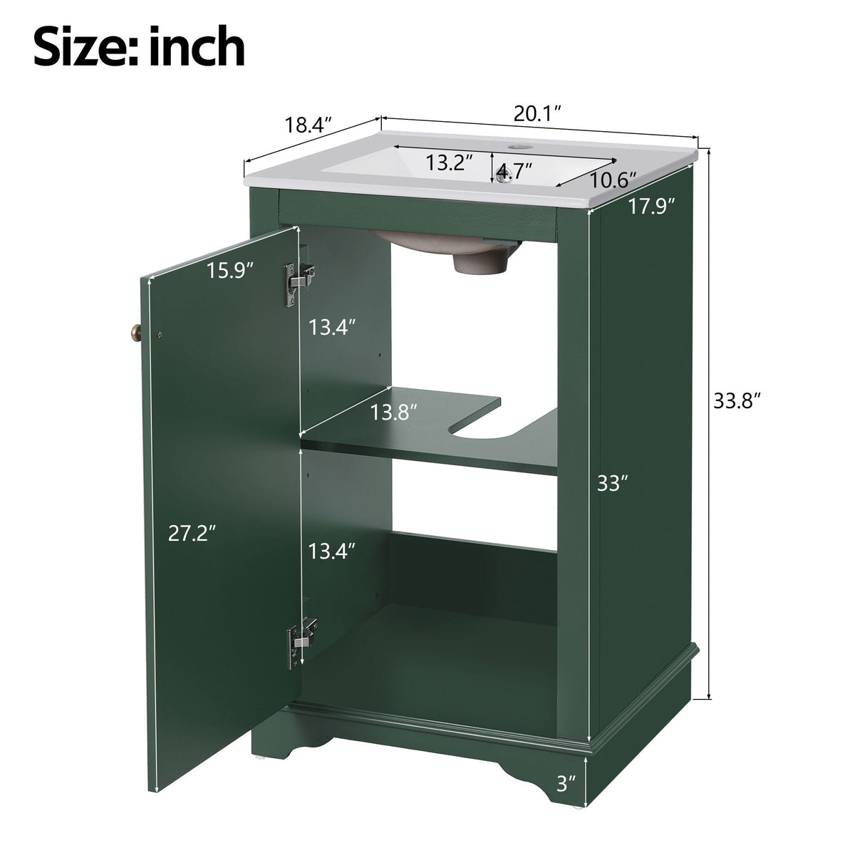 Bathroom vanity with sink, freestanding green cabinet HouseOfZazla on Tampa Home & Garden Store