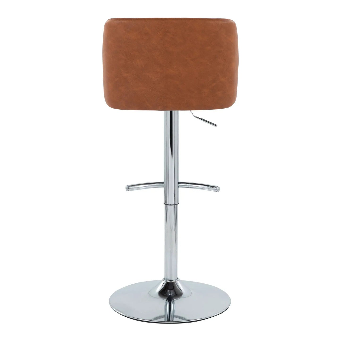 Toriano barstool 2-pack brown upholstery with chrome pedestal, swivel, rounded T footrest on Tampa Home & Garden Store