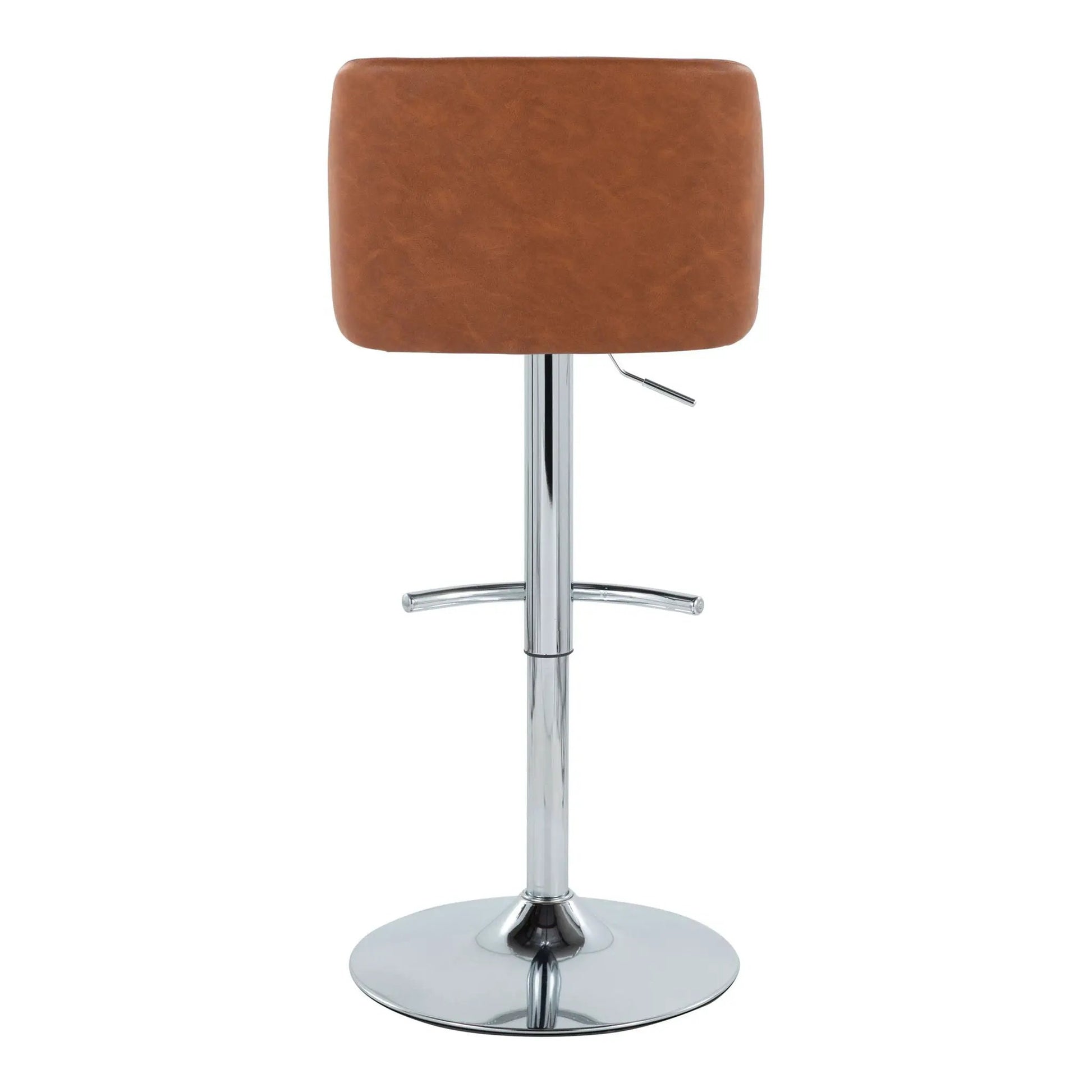 Toriano barstool 2-pack brown upholstery with chrome pedestal, swivel, rounded T footrest on Tampa Home & Garden Store