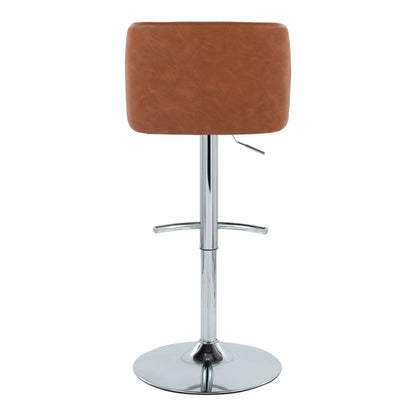 Toriano barstool 2-pack brown upholstery with chrome pedestal, swivel, rounded T footrest on Tampa Home & Garden Store