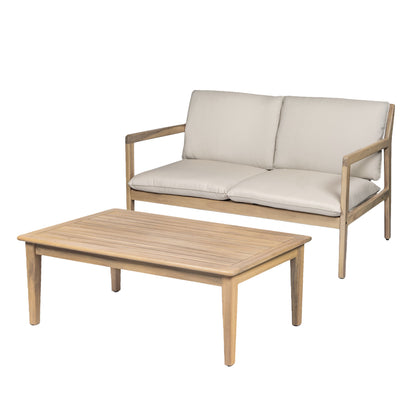 Outdoor Acacia Loveseat and Coffee Table Set