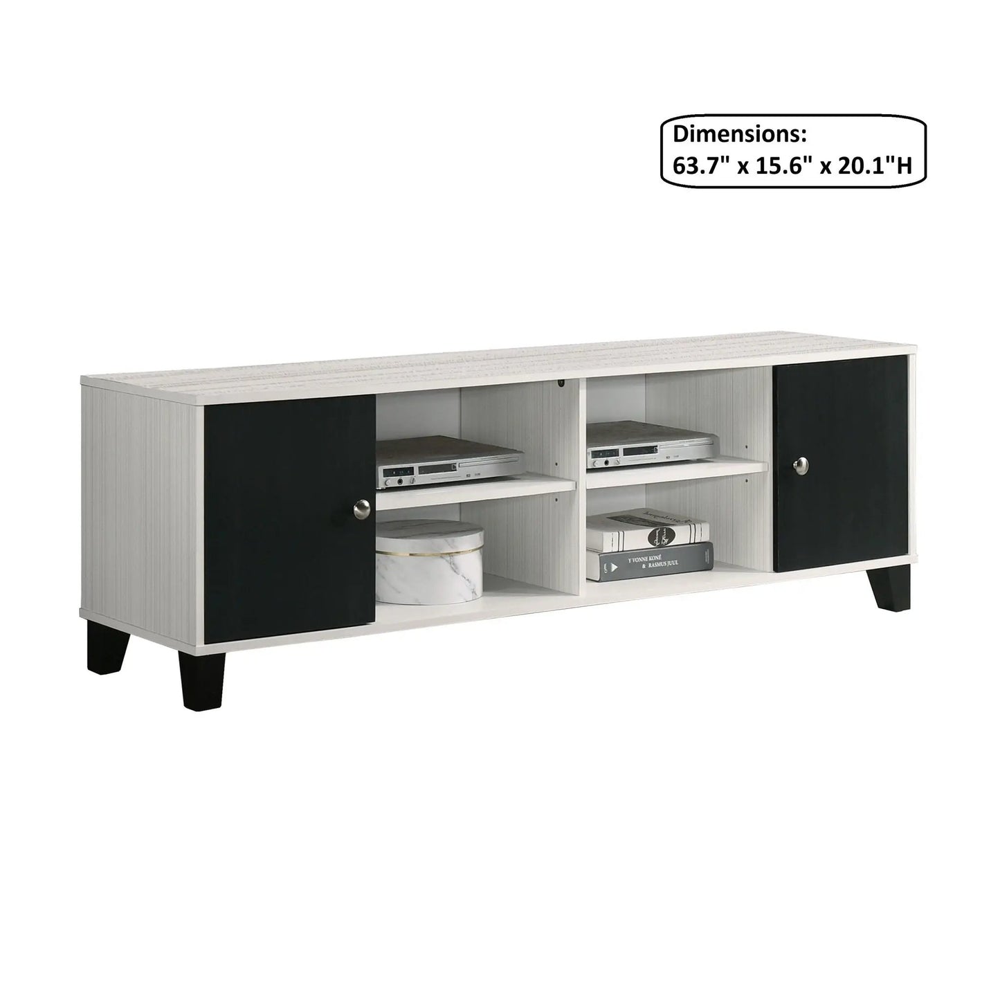 Two Tone TV Stand With Open Shelves Storage