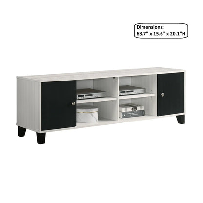 Two Tone TV Stand With Open Shelves Storage