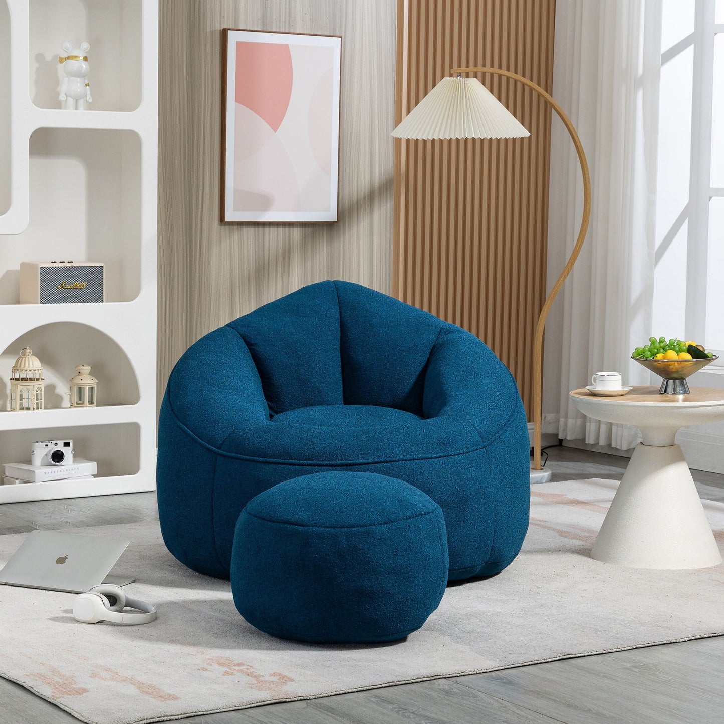 Cozy Bean Bag Chair With Foam and Footrest