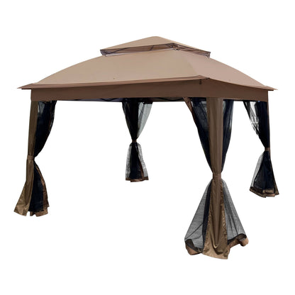 Outdoor Steel Gazebo With Mesh Nets and Canopy