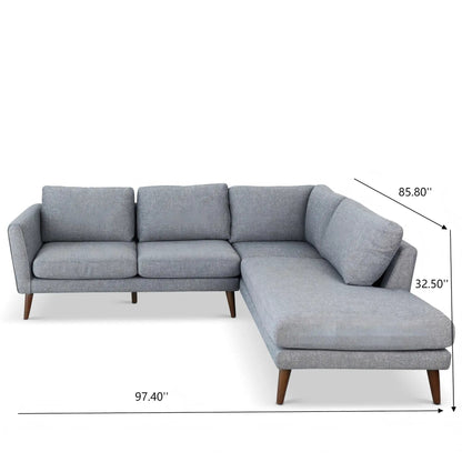 Benson sectional sofa with chaise, gray textured fabric, Unique Piece Furniture on Tampa Home & Garden Store