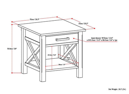 Kitchener Solid Wood End Table with Brown Stain