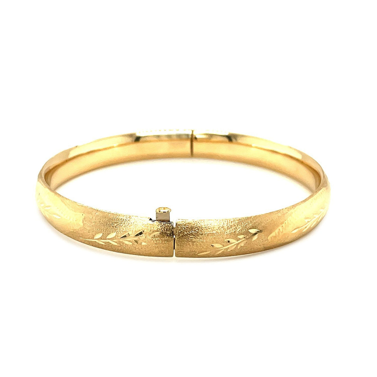 14k yellow gold classic floral carved bangle bracelet, 8.0mm, by Bids.com on Tampa Home & Garden Store