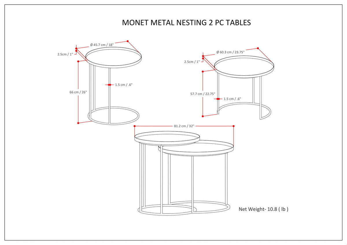 Monet Black Metal Nesting Tables 2pc set for Living Room by HouseOfZazla on Tampa Home & Garden Store