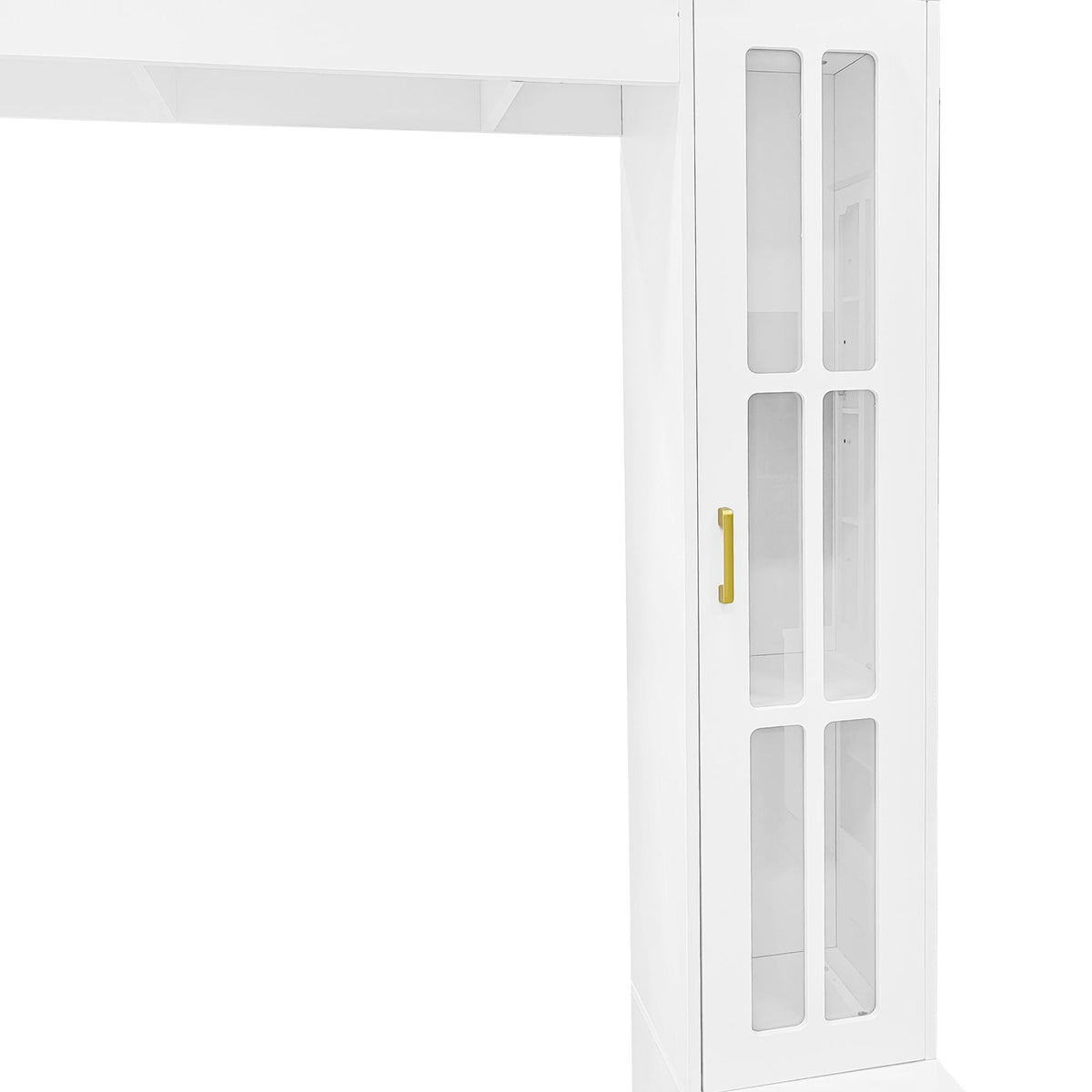 Wall Unit Entertainment Center with Glass Doors in white by HouseOfZazla, glass-front doors and gold handles on Tampa Home & Garden Store