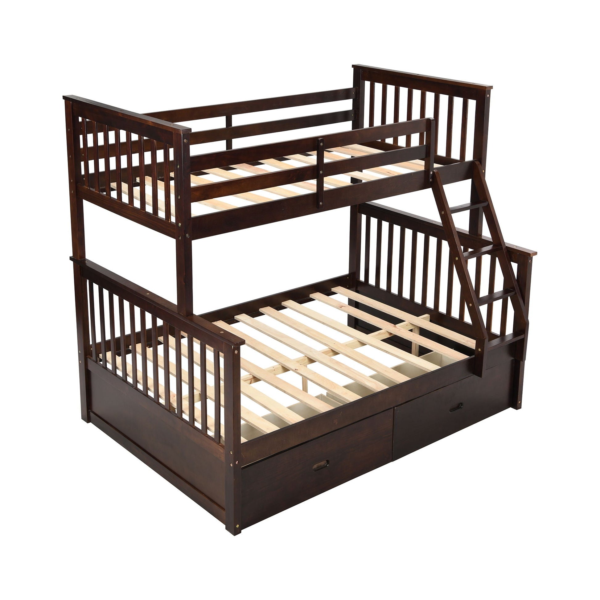 Bunk bed by HouseOfZazla in dark wood with ladder and safety guard rails on Tampa Home & Garden Store