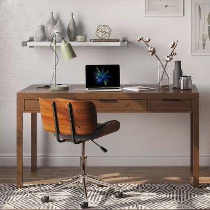 Hollander handcrafted desk by Unique Piece Furniture in wood with metal legs and laptop on Tampa Home & Garden Store