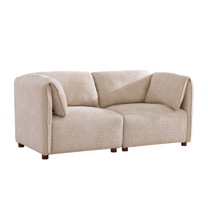 Aura 5 Piece Boucle and Modular Sectional Sofa