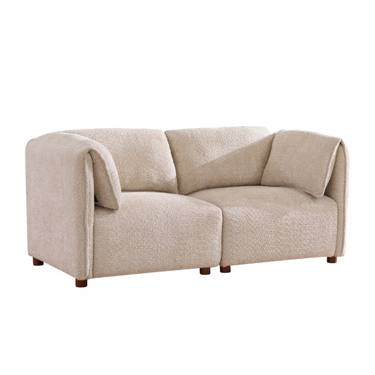 Aura 126 in. 5-Piece L Shaped Boucle Modular Sectional Sofa in beige boucle fabric on Tampa Home & Garden Store
