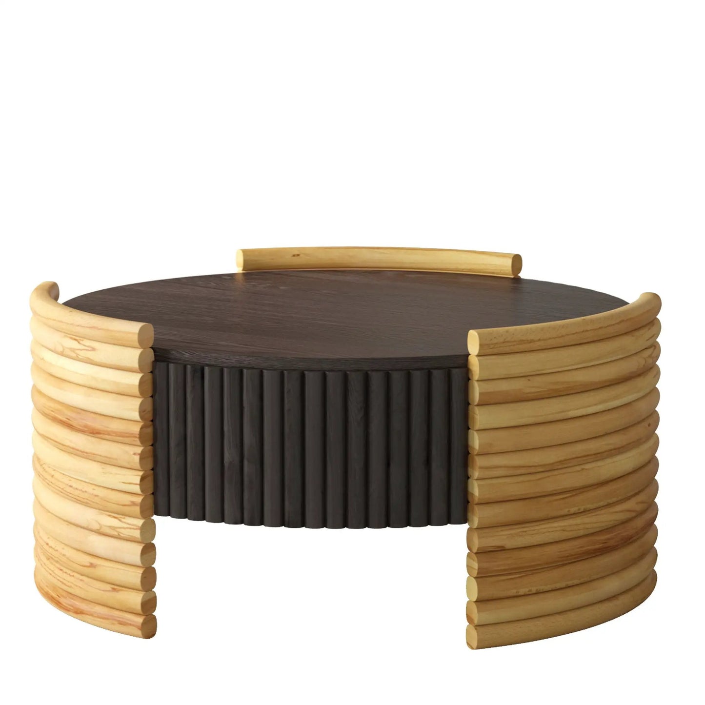 Modern Striped Coffee Table With Flip Top Storage