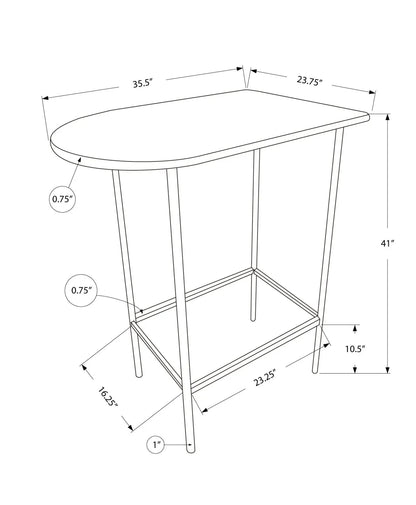Home bar table Unique Piece Furniture, bar-height, small rectangular top blueprint drawing on Tampa Home & Garden Store