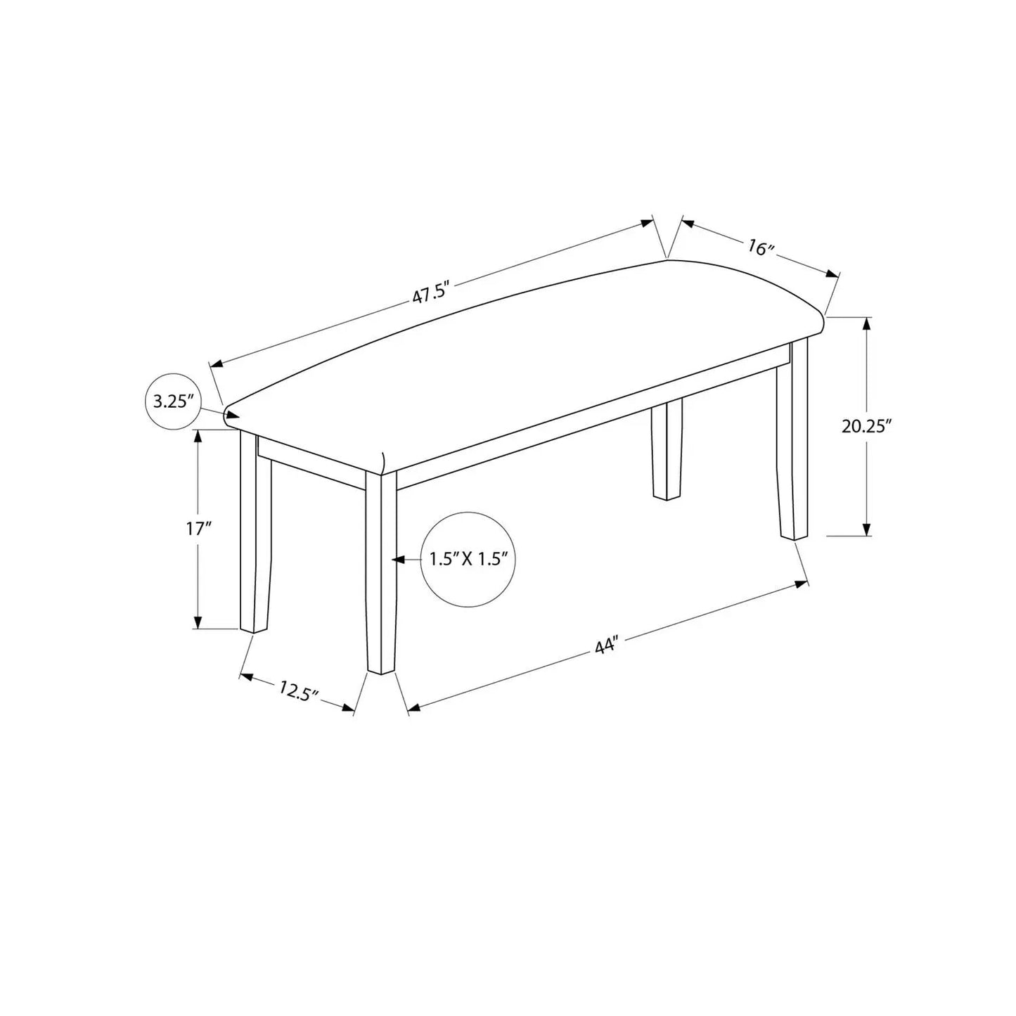 Durable Rectangular Upholstered Hallway Bench
