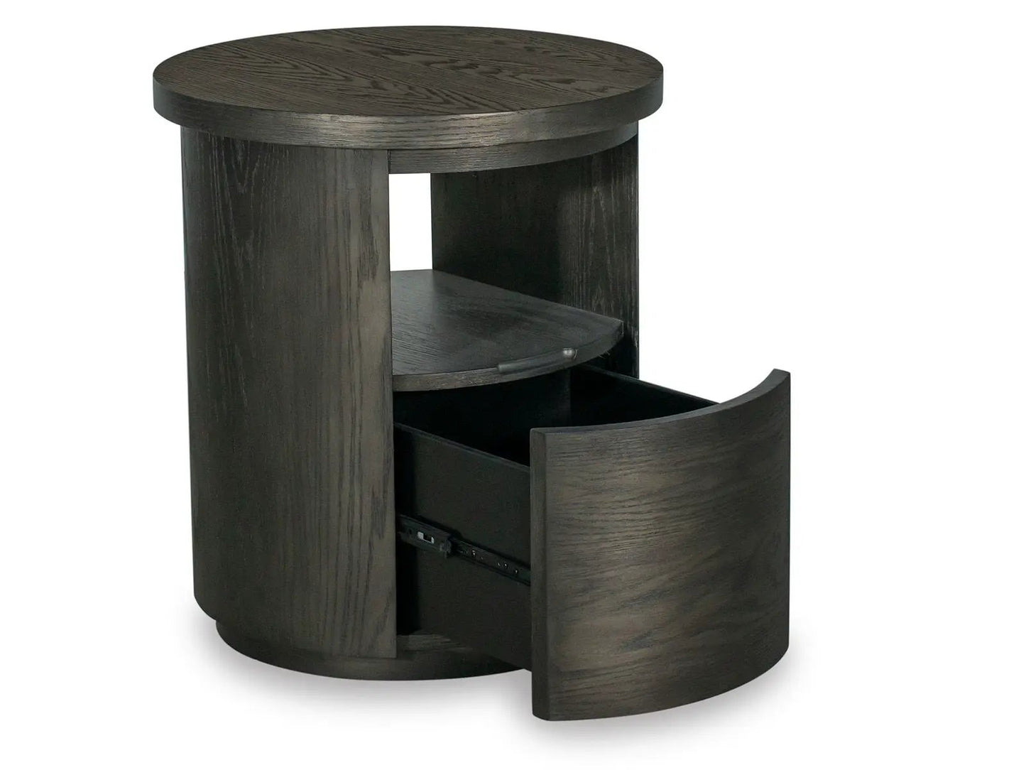 Bosley round end table in coffee bean finish with curved drawer by Unique Piece Furniture on Tampa Home & Garden Store