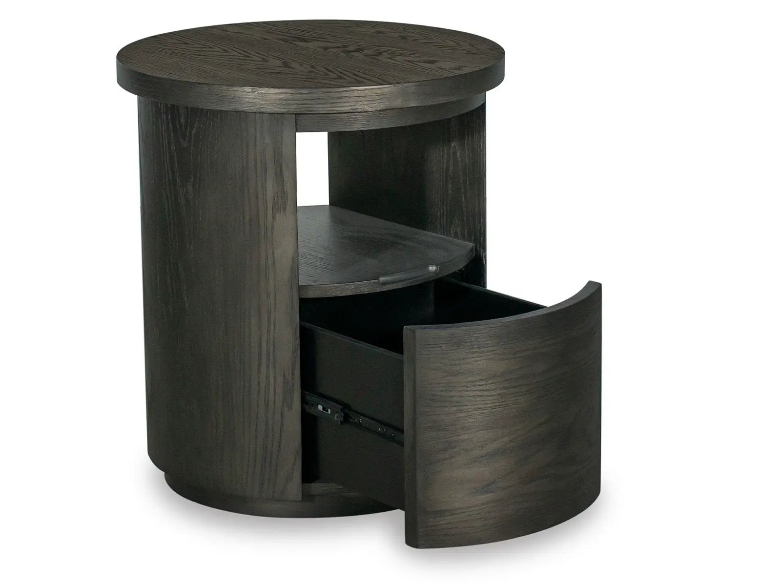 Bosley round end table in coffee bean finish with curved drawer by Unique Piece Furniture on Tampa Home & Garden Store