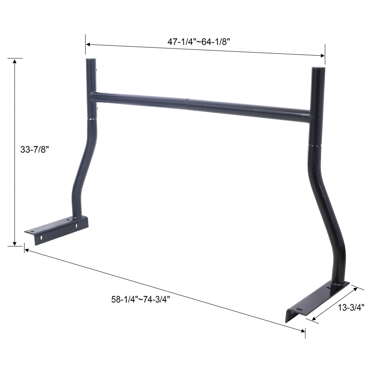 Black truck ladder rack, universal 2-bar cargo rack with adjustable width 47-1/4–64-1/8 in on Tampa Home & Garden Store