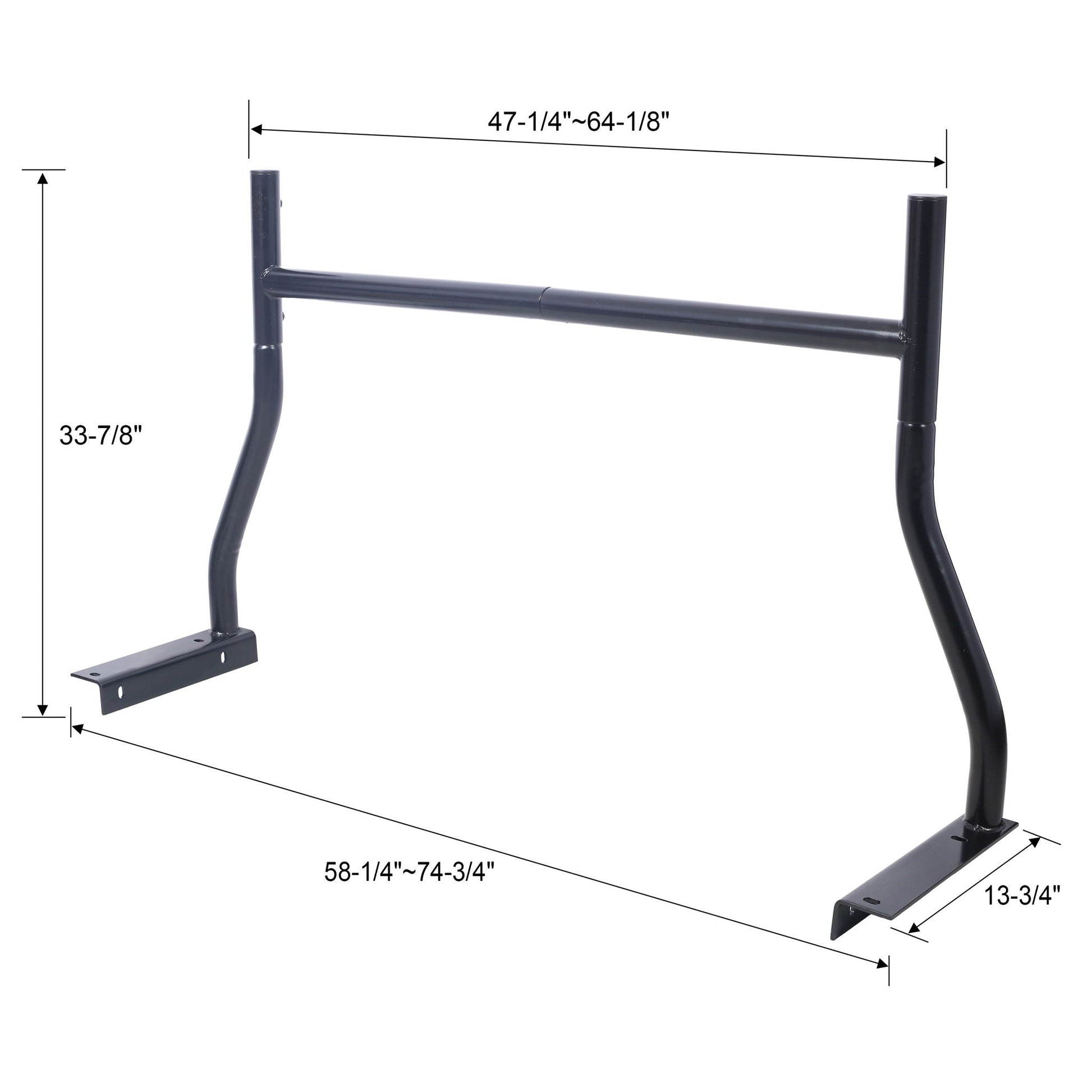 Black truck ladder rack, universal 2-bar cargo rack with adjustable width 47-1/4–64-1/8 in on Tampa Home & Garden Store