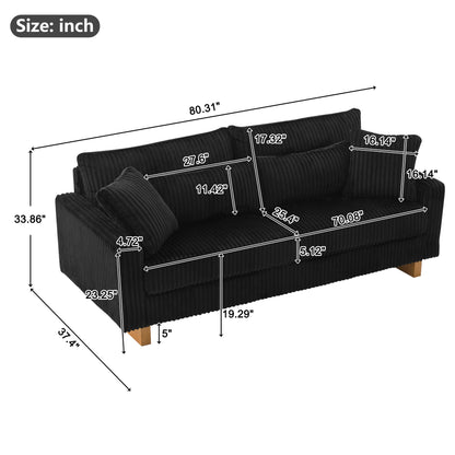 Modern Loveseat Sofa with 4 Pillows in black corduroy by HouseOfZazla on Tampa Home & Garden Store