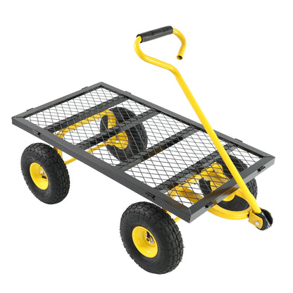 Wagon cart outdoor by HouseOfZazla with yellow frame, black mesh bed and 4 wheels on Tampa Home & Garden Store