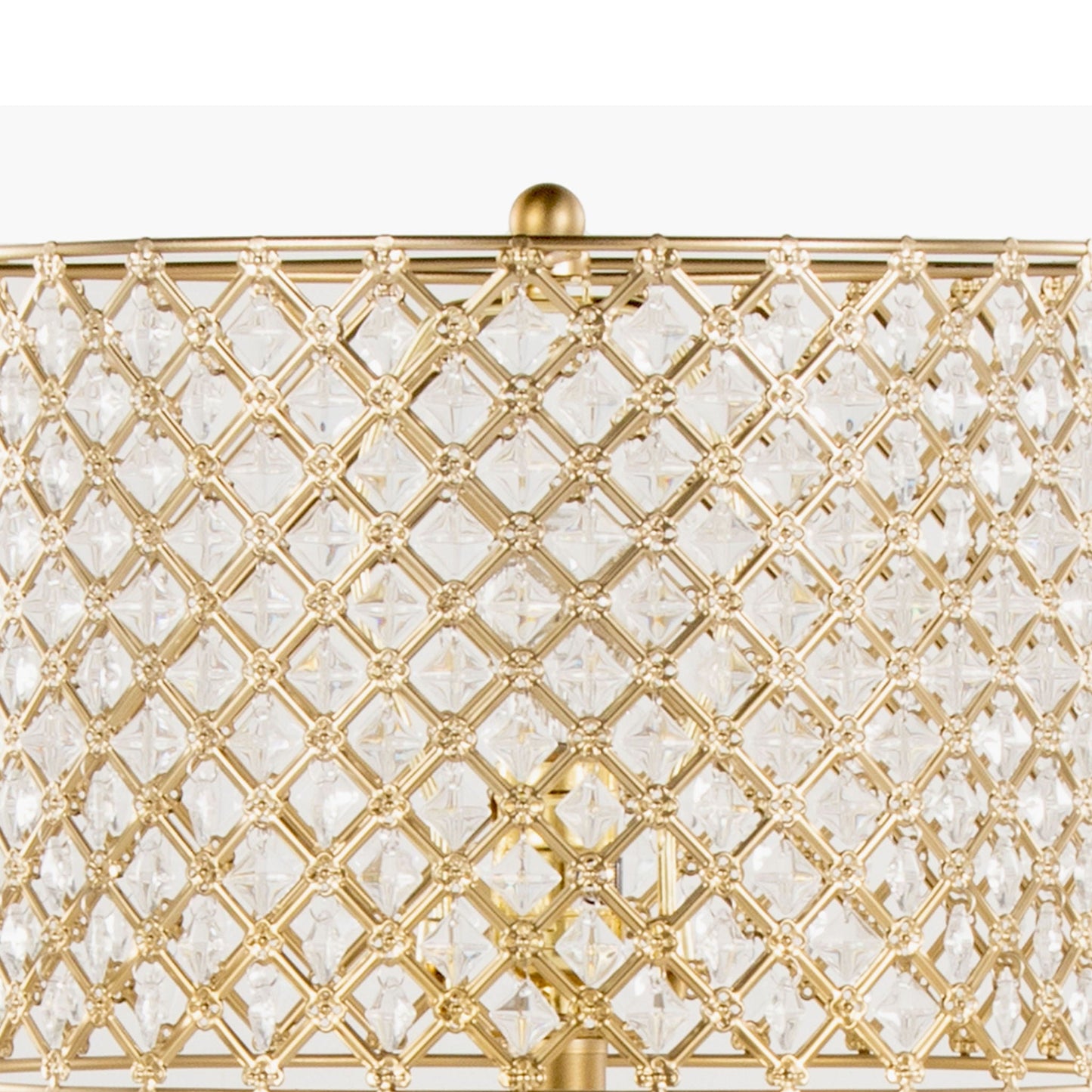 Topaz contemporary table lamp with gold lattice frame and crystal prisms on Tampa Home & Garden Store