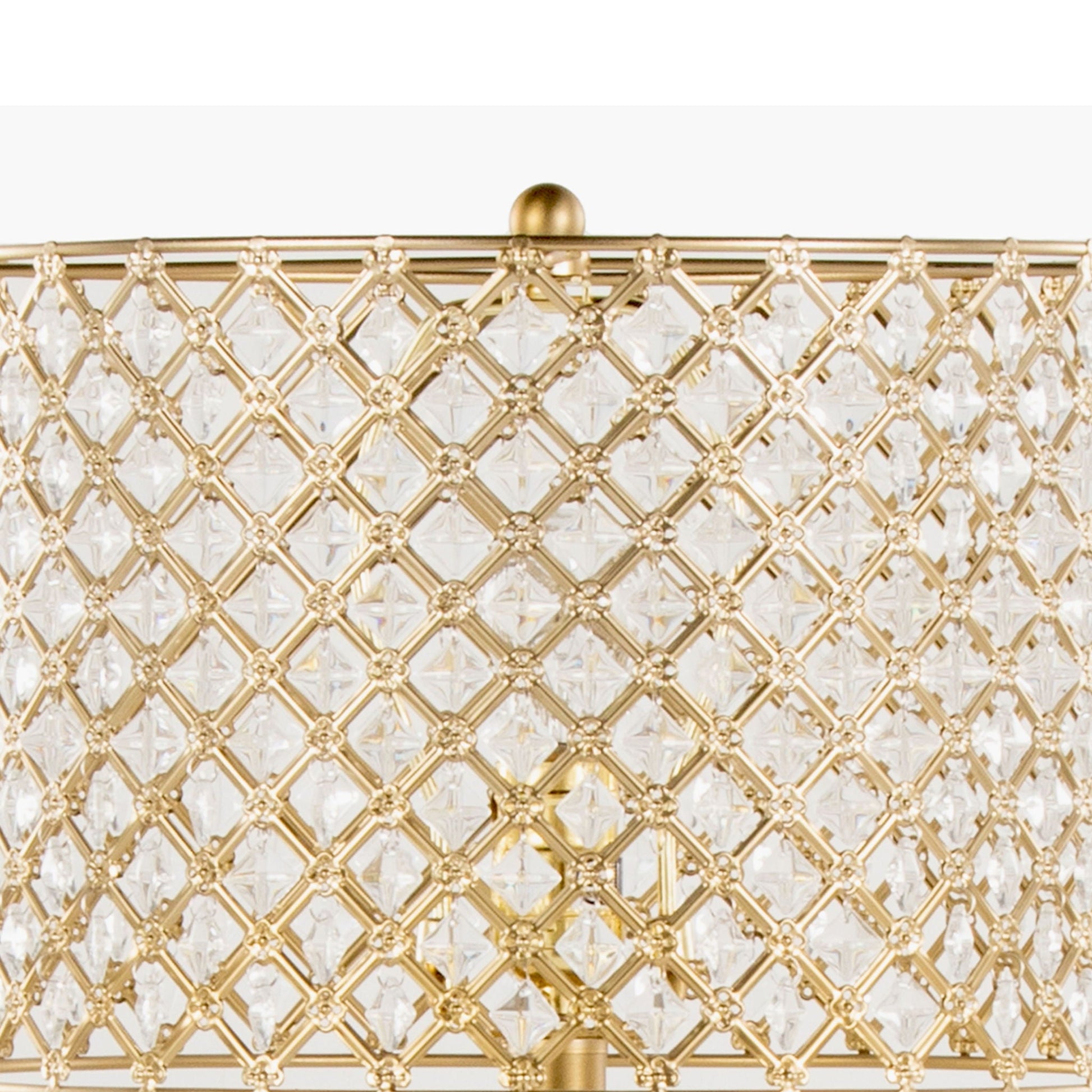 Topaz contemporary table lamp with gold lattice frame and crystal prisms on Tampa Home & Garden Store
