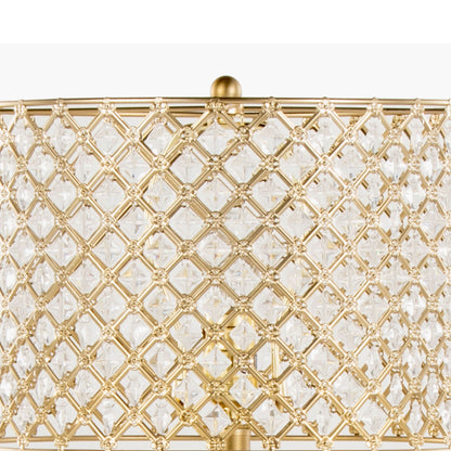 Topaz contemporary table lamp with gold lattice frame and crystal prisms on Tampa Home & Garden Store