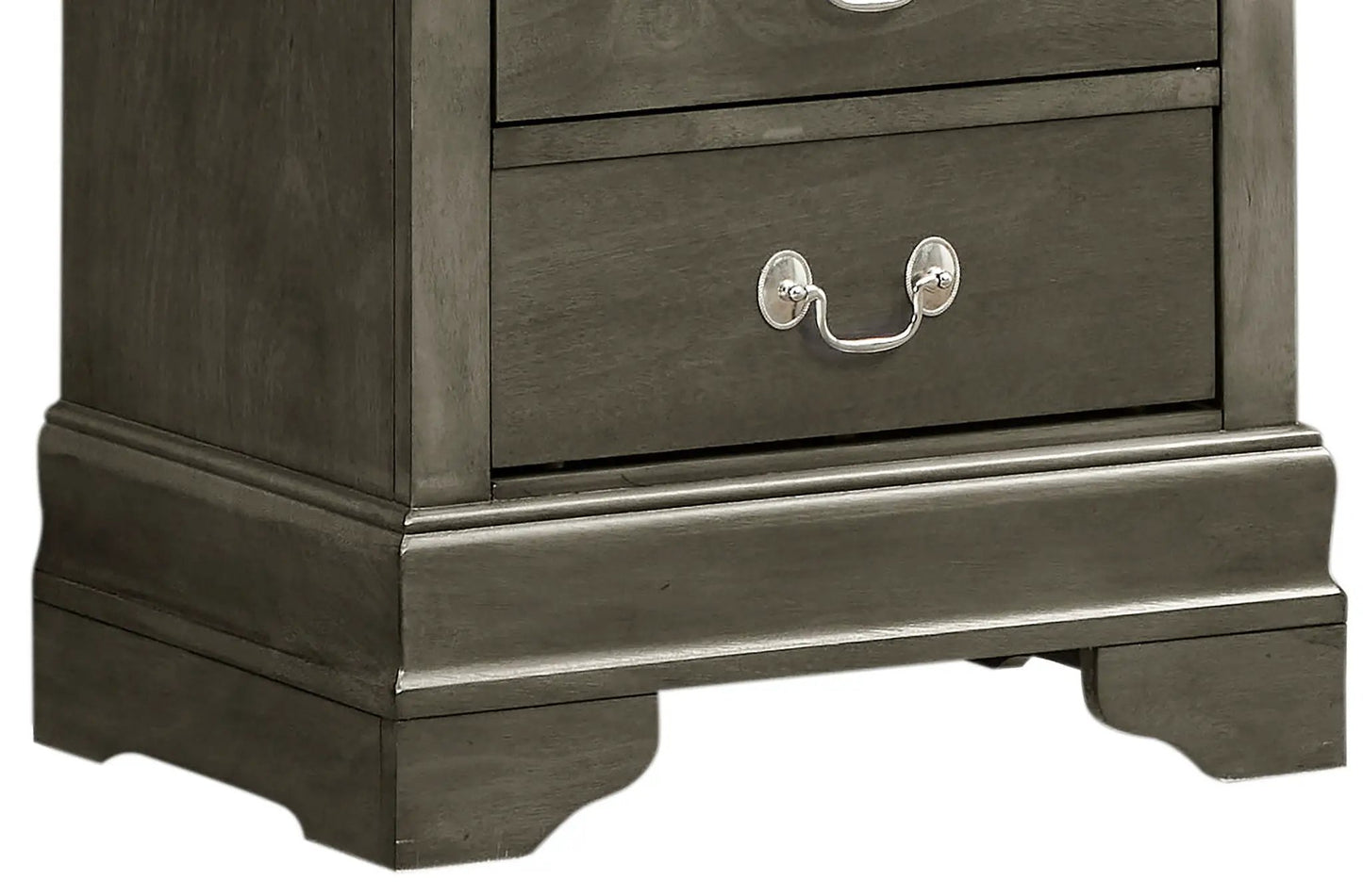 Traditional Style Nightstand in dark wood with two drawers and silver handles by Unique Piece Furniture on Tampa Home & Garden Store