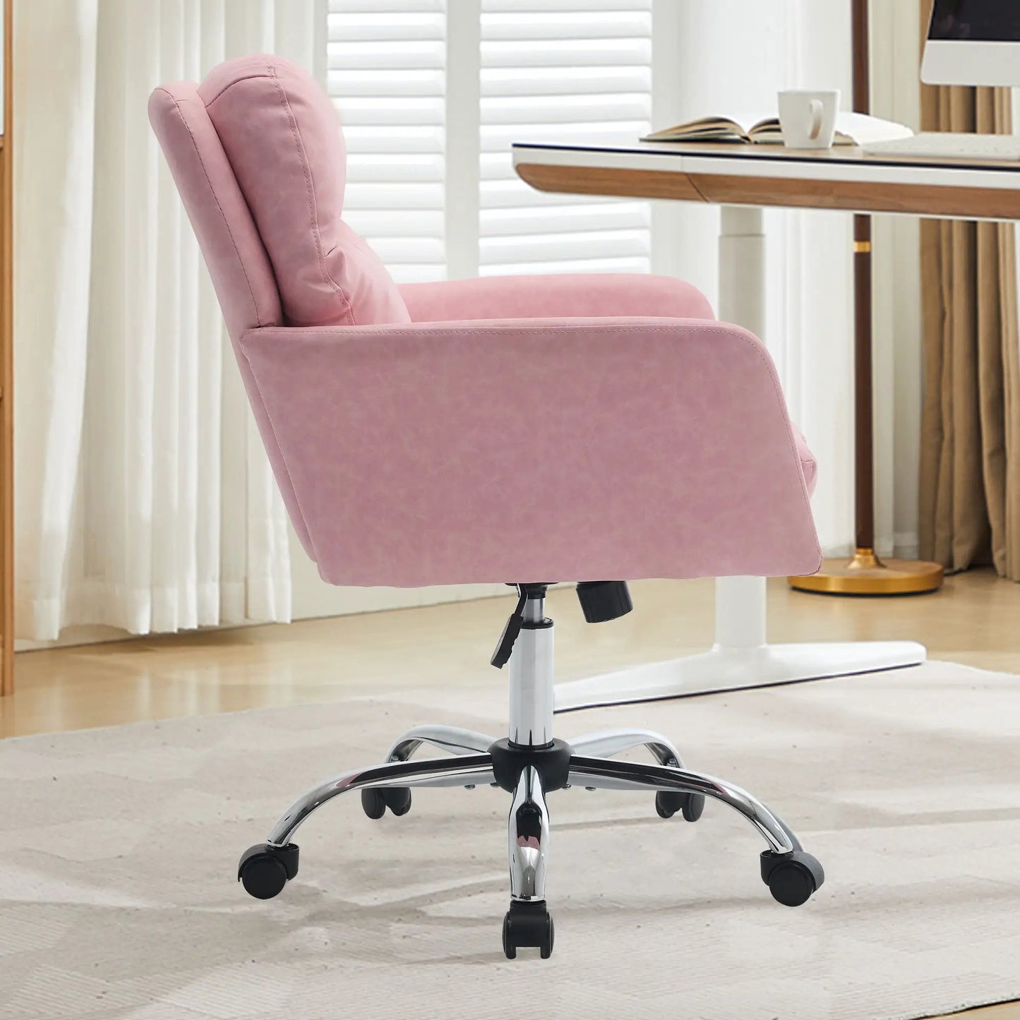 Pink office chair with adjustable ergonomic swivel design by Unique Piece Furniture on Tampa Home & Garden Store