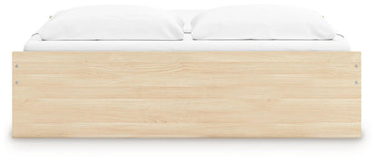 Onita platform bed natural wood finish with white bedding, storage bed on Tampa Home & Garden Store