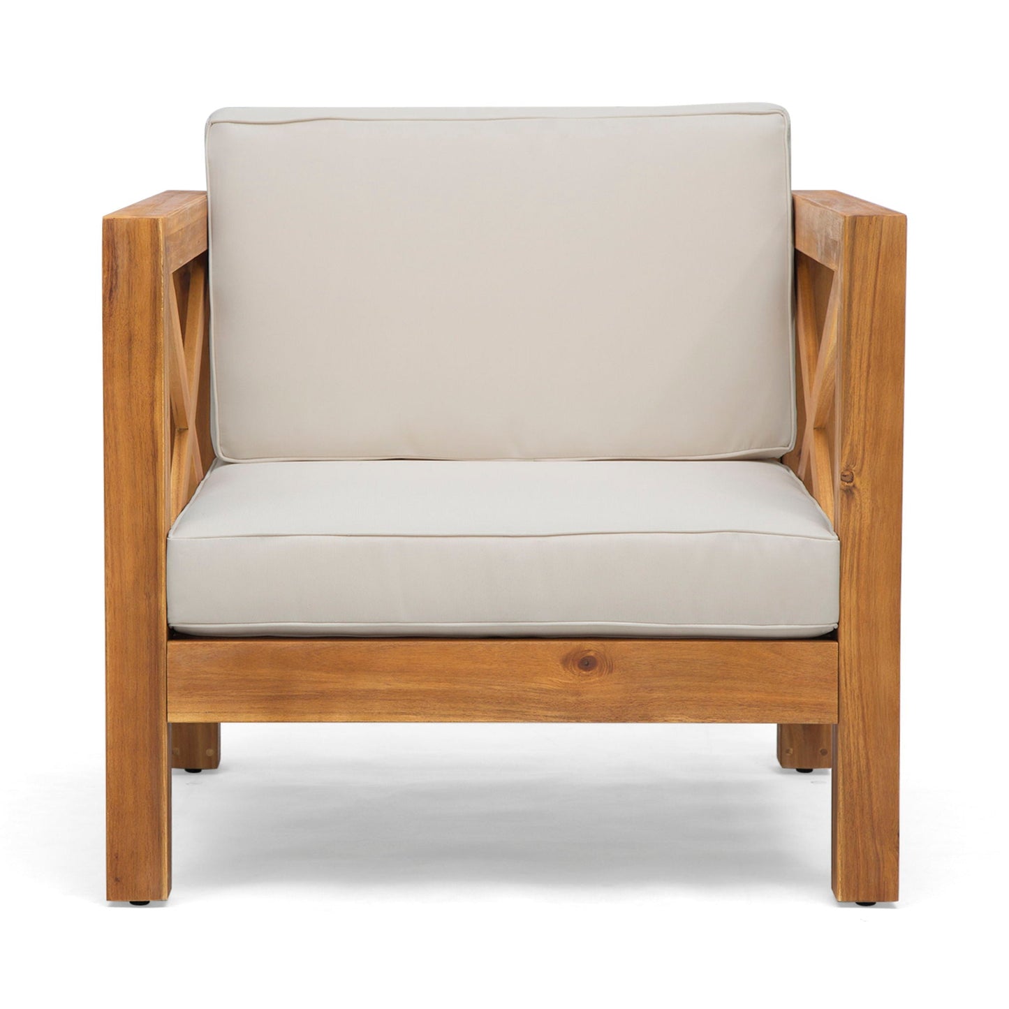 Brava Mid-Century Club Chair with beige water-resistant cushions by HouseOfZazla on Tampa Home & Garden Store