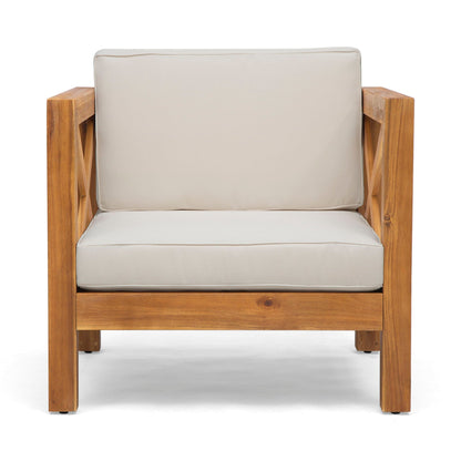 Brava Mid-Century Club Chair with beige water-resistant cushions by HouseOfZazla on Tampa Home & Garden Store