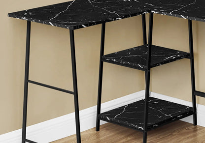 Corner desk black marble-look laminate top, metal frame, two-tier shelf Unique Piece Furniture on Tampa Home & Garden Store