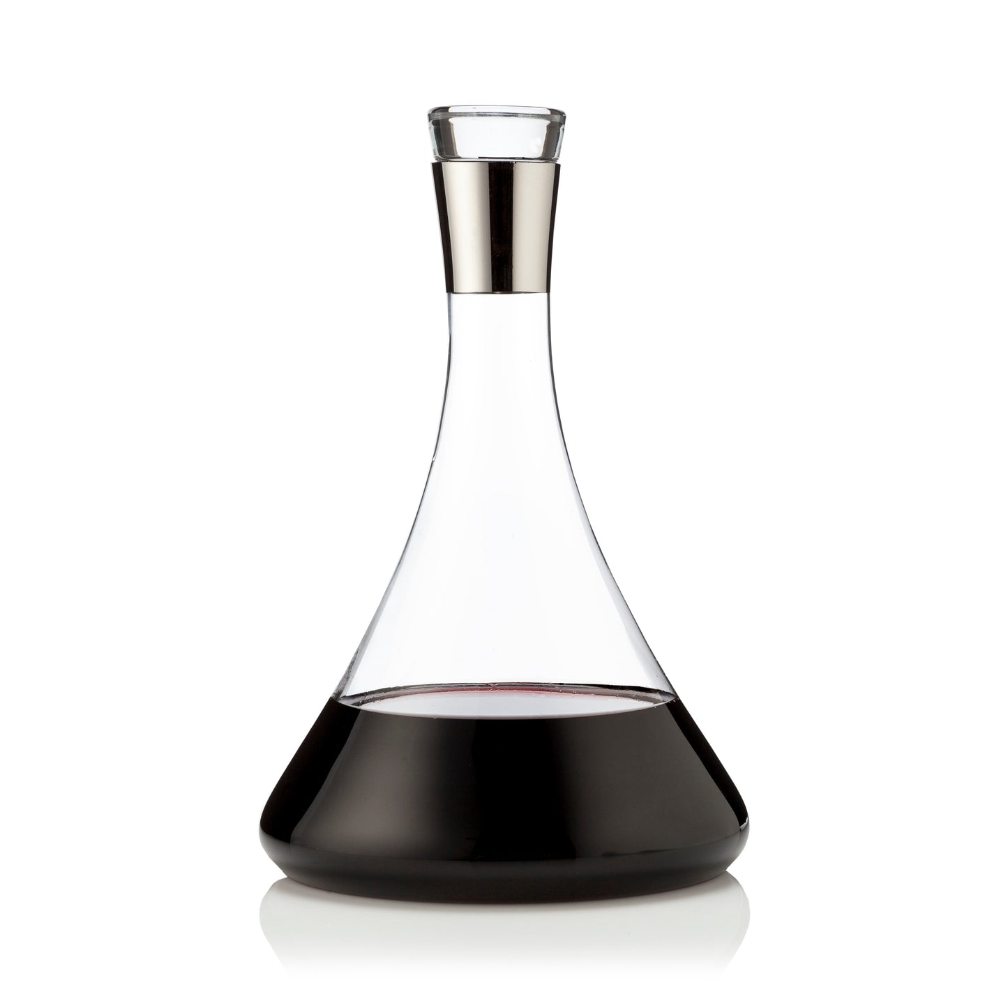 Irving Chrome Rimmed Crystal Decanter and Glass