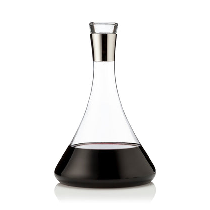 Irving Chrome Rimmed Crystal Decanter and Glass